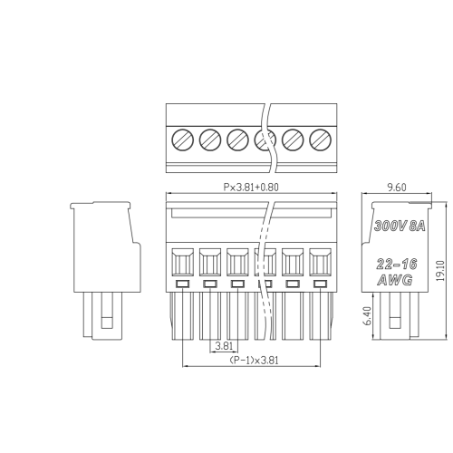 3,81 mm Seite vertikaler Plug-in-Anterminal-Stecker